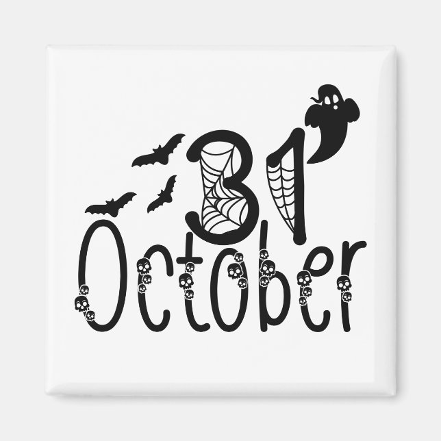Spooky Ghost Halloween 31 October Magnet (Front)