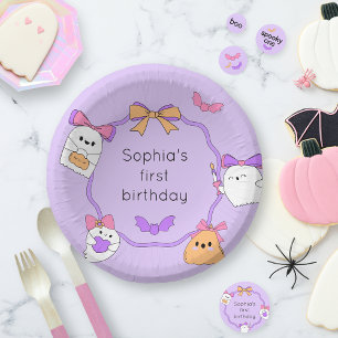 Spooky Ghost Halloween Birthday Paper Plate