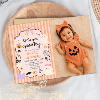 Spooky Ghost Halloween Birthday Photo Invitation