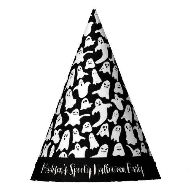 Spooky ghost halloween black Party Hat (Front)