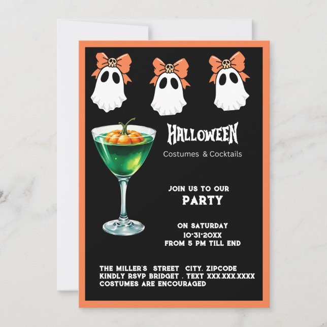 Spooky ghost & Halloween Costumes and Cocktails (Front)