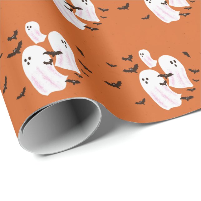 Spooky Ghost Halloween Gift Wrapping Paper (Roll Corner)