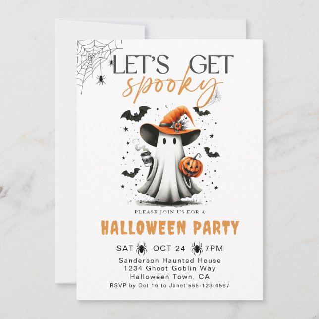 Spooky Ghost Halloween party Invitation (Front)