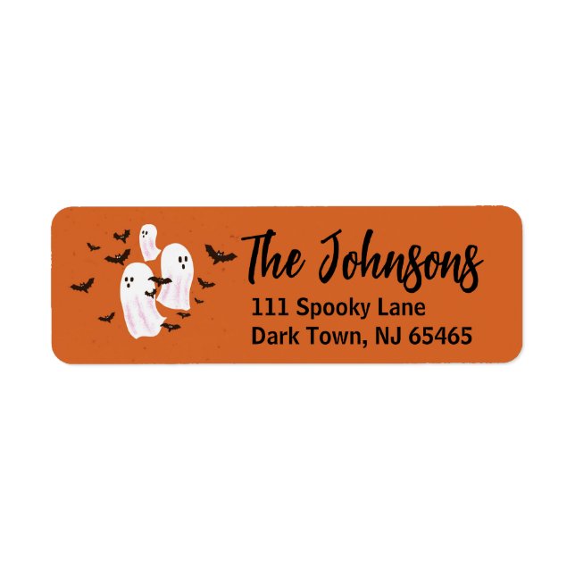 Spooky Ghost Halloween Return Address Labels (Front)