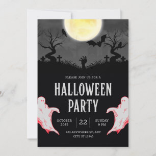 Spooky Ghost Hands Halloween Cute Pink Ghost Invitation