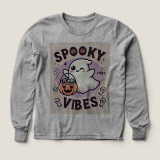 Spooky Ghost Holding Pumpkin Long Sleeve T-shirt