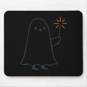 Spooky Ghost Holding Sparkler Halloween Costume Mouse Pad