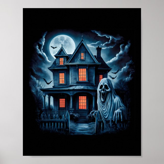 Spooky Ghost House Dark Horror Halloween Costume  Poster (Front)
