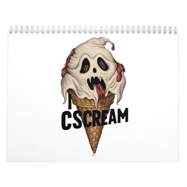 Spooky Ghost Ice Cream "I CSCREAM" Calendar (Cover)