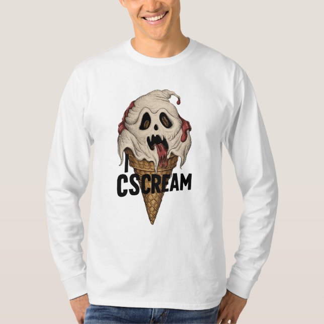 Spooky Ghost Ice Cream "I CSCREAM" T-Shirt (Front)