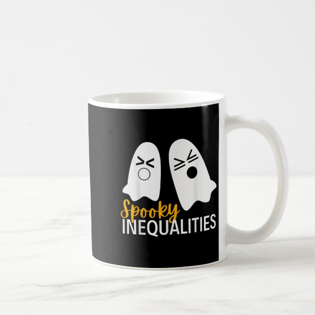 Spooky Ghost Inequalities Funny Halloween Math Tea Coffee Mug (Right)