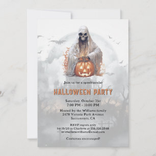 Spooky Ghost Jack-O-Lanterns Halloween Party Invitation