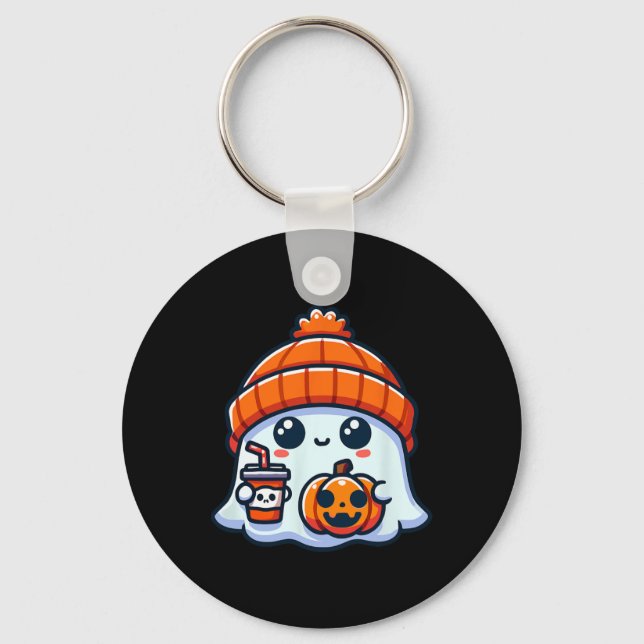 Spooky Ghost Mens Halloween  Key Ring (Front)