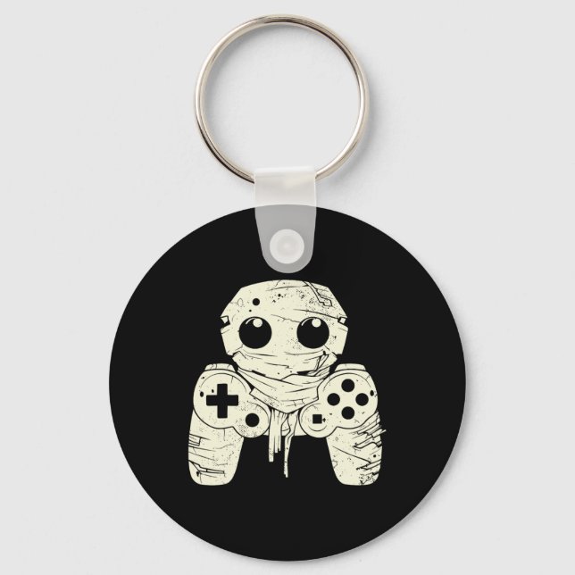 Spooky Ghost Mummy Gaming Controller Halloween Gam Key Ring (Front)