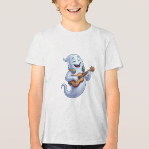 Spooky Ghost Musician Halloween Musical Art Tri-Blend Shirt