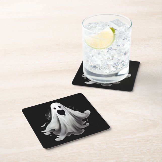Spooky ghost on paper coasters (Insitu)