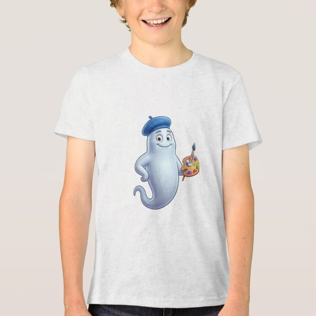 Spooky Ghost Painter Halloween Creative Art Tri-Blend Shirt (Front)