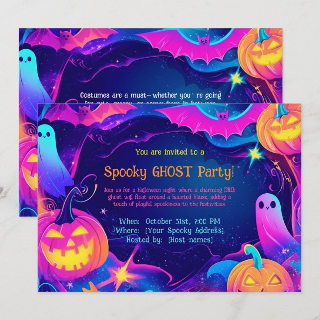 Spooky Ghost Party Invitation (Front/Back)