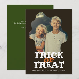 Spooky Ghost Photo Frame Trick or Treat Halloween Holiday Card