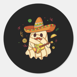 Spooky Ghost Play Guitar Conchas Pan Dulce Hallowe Classic Round Sticker