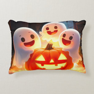 Spooky Ghost Pumpkin Party Glow Decorative Cushion