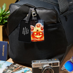 Spooky Ghost Pumpkin Party Glow Luggage Tag