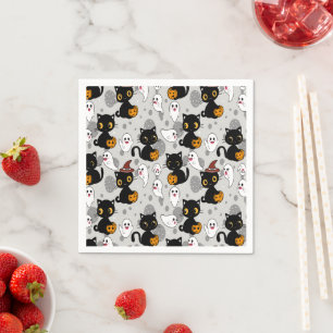 Spooky Ghost Pumpkin Paws Napkin