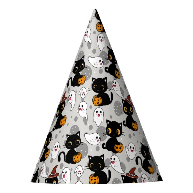 Spooky Ghost Pumpkin Paws Party Hat (Front)
