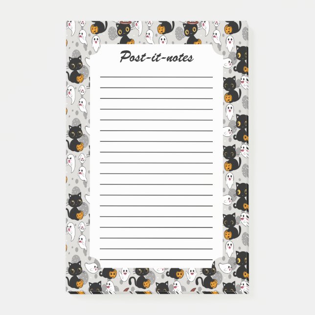 Spooky Ghost Pumpkin Paws Post-it Notes (Front)