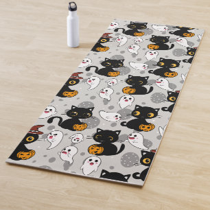 Spooky Ghost Pumpkin Paws Yoga Mat