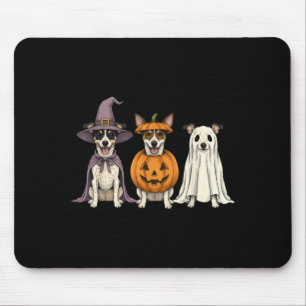 Spooky Ghost Rat Terrier Pumpkin Halloween Dog Mouse Pad