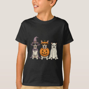 Spooky Ghost Rat Terrier Pumpkin Halloween Dog T-Shirt
