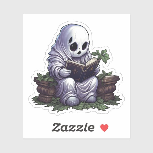 Spooky Ghost Reading A Book Funny Bookworm Reading (Sheet)