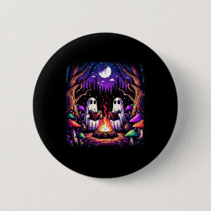 Spooky Ghost Reading Book Cottagecore Teacher  6 Cm Round Badge