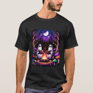 Spooky Ghost Reading Book Cottagecore Teacher T-Shirt