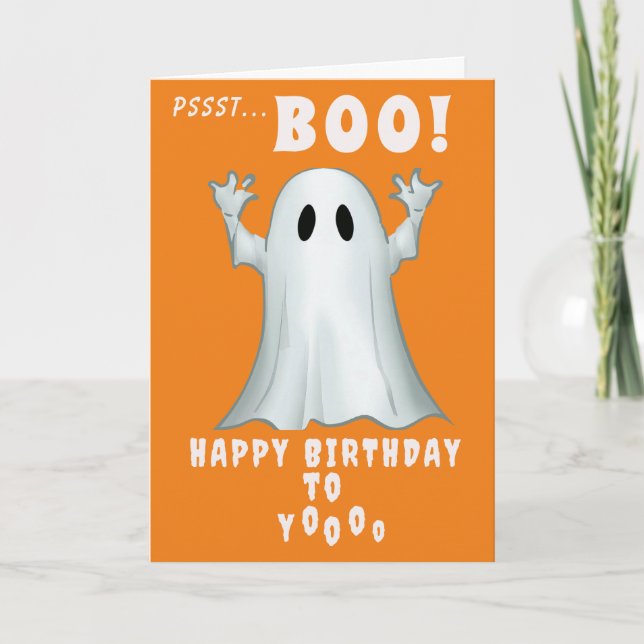 Spooky ghost retro halloween Birthday Card (Front)