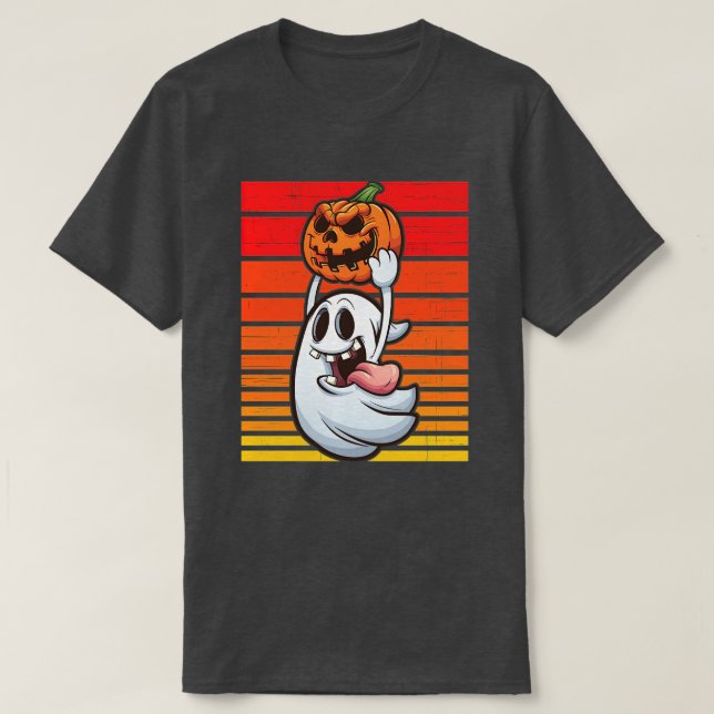 Spooky Ghost Retro Halloween Costume Men Women T-Shirt (Design Front)