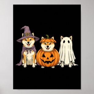 Spooky Ghost Shiba Inu Pumpkin Halloween Dog Lover Poster