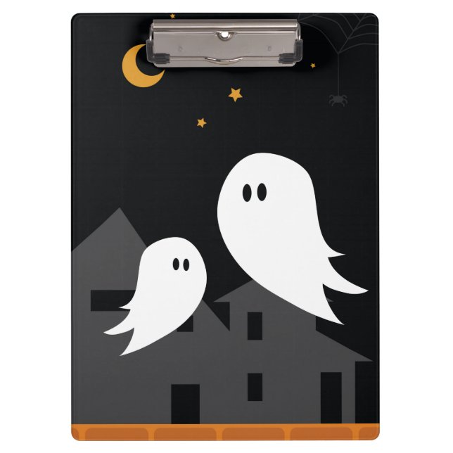 Spooky ghost town halloween cartoon clipboard (Front)