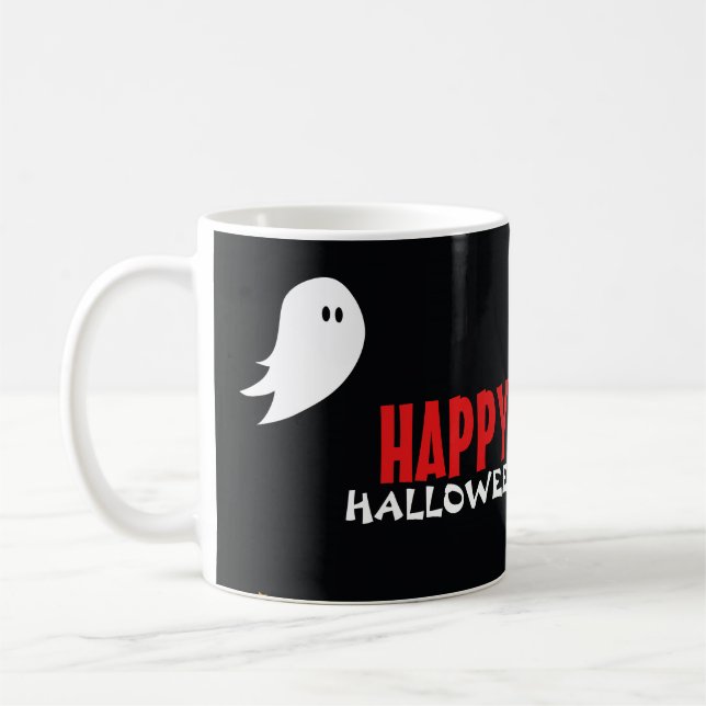 Spooky ghost town halloween cartoon coffee mug (Left)
