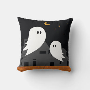 Spooky ghost town halloween cartoon cushion