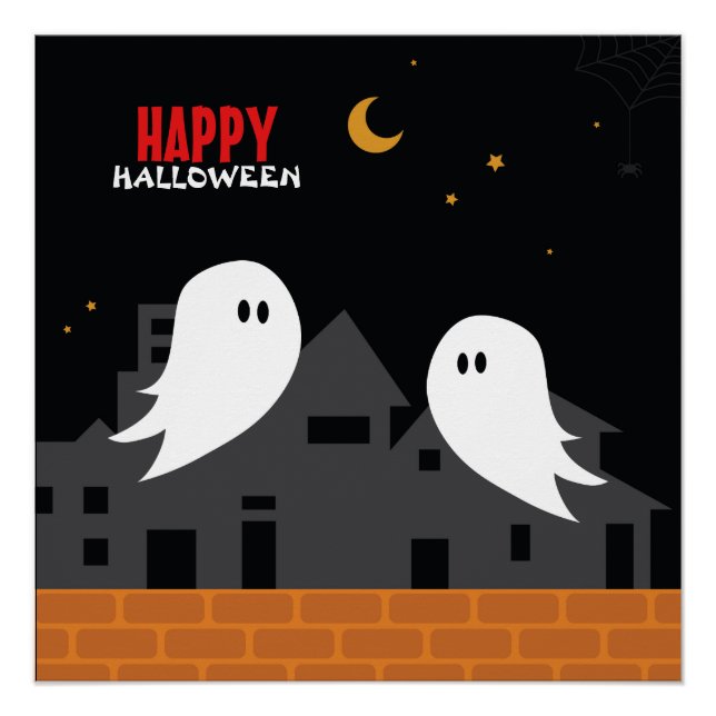 Spooky ghost town halloween horror cartoon poster (Front)