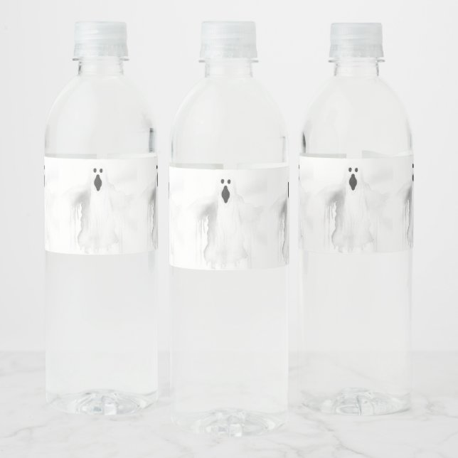 Spooky Ghost Water Bottle Label (Bottles)
