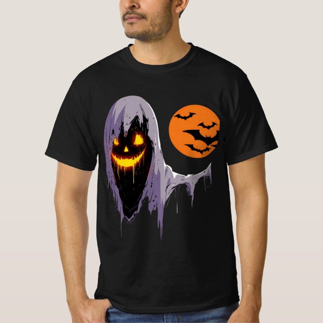 Spooky Ghost with Full Moon T-Shirt (Front)