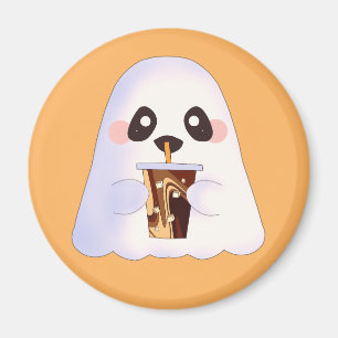 Spooky Ghost With Iced Coffee Magnet