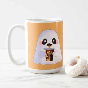 Spooky Ghost With Iced Coffee  Mug