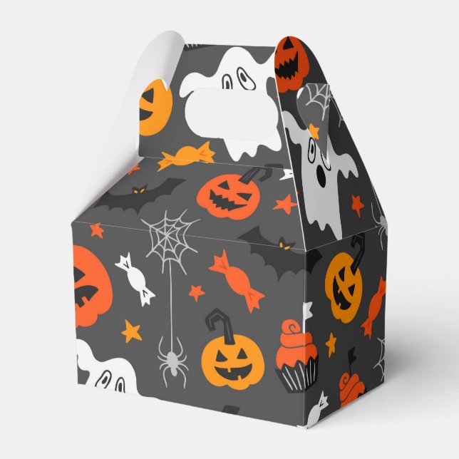 Spooky Ghosts and pumpkins Favour Box (Front Side)