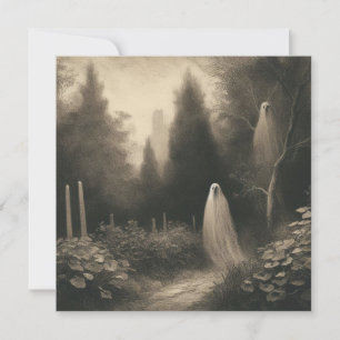 Spooky Ghosts In Graveyard Horror Goth  Card
