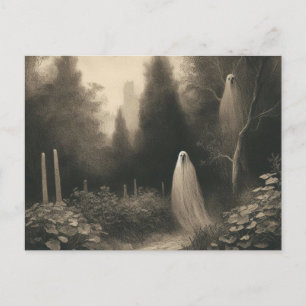 Spooky Ghosts In Graveyard Horror Goth Postcard