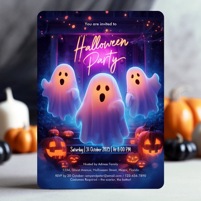 Spooky Ghosts Scary Adult Halloween Party Invitation (Spooky Ghosts Scary Adult Halloween Party Invitation)